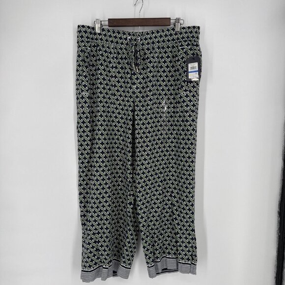 New Nautica Womens Size XL Blue Green Elastic Waist Straight Leg Pull On Pants - Picture 5 of 12